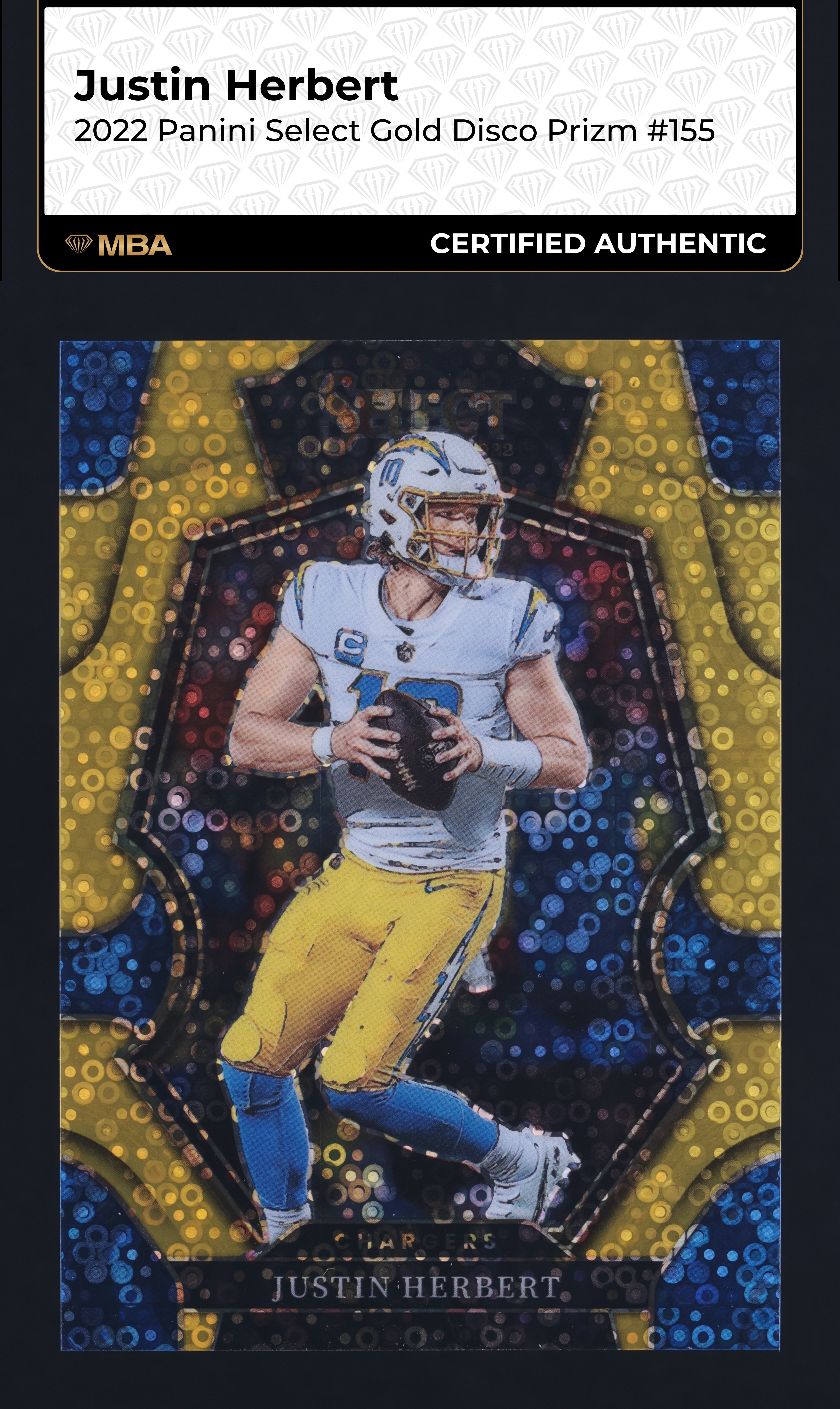 2022 Select Premier Level Gold Disco Prizm Justin Herbert /10 #155 MBA AUTH