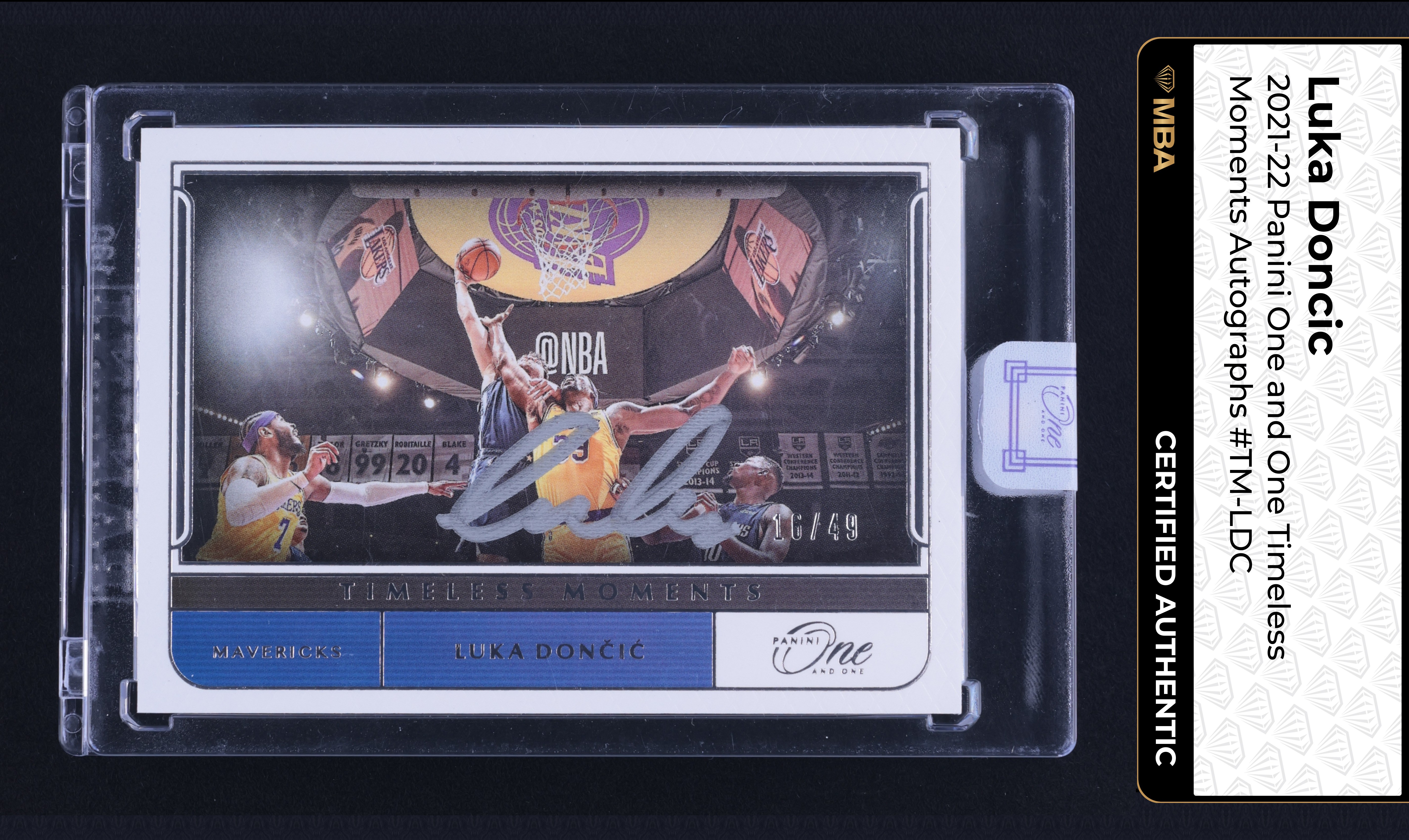 2021 Panini One And One Timeless Moments Luka Doncic AUTO /49 #TM-LDC MBA AUTH