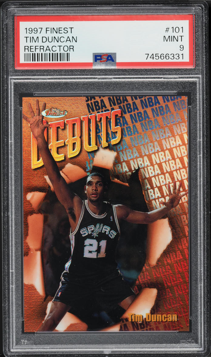 1997 Finest Refractor Tim Duncan ROOKIE #101 PSA 9 MINT