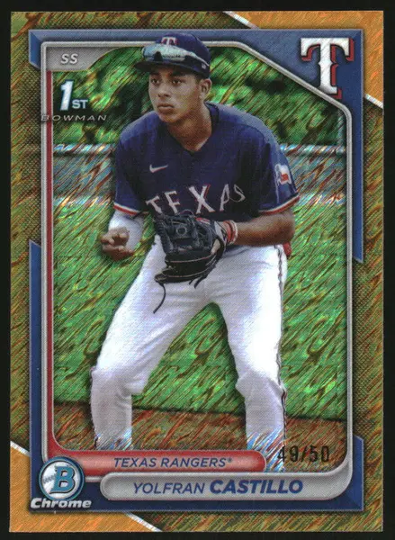 2024 Bowman Chrome Chrome Gold Shimmer Refractor #BCP159 Yolfran Castillo RC /50