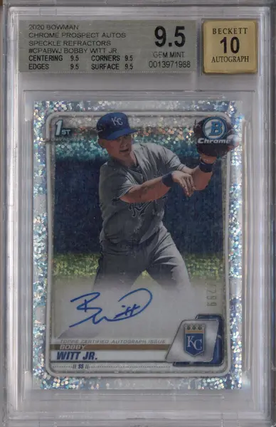 2020 Bowman Chrome Speckle Refractor #CPA-BWJ Bobby Witt Jr. Auto /299 BGS 9.5