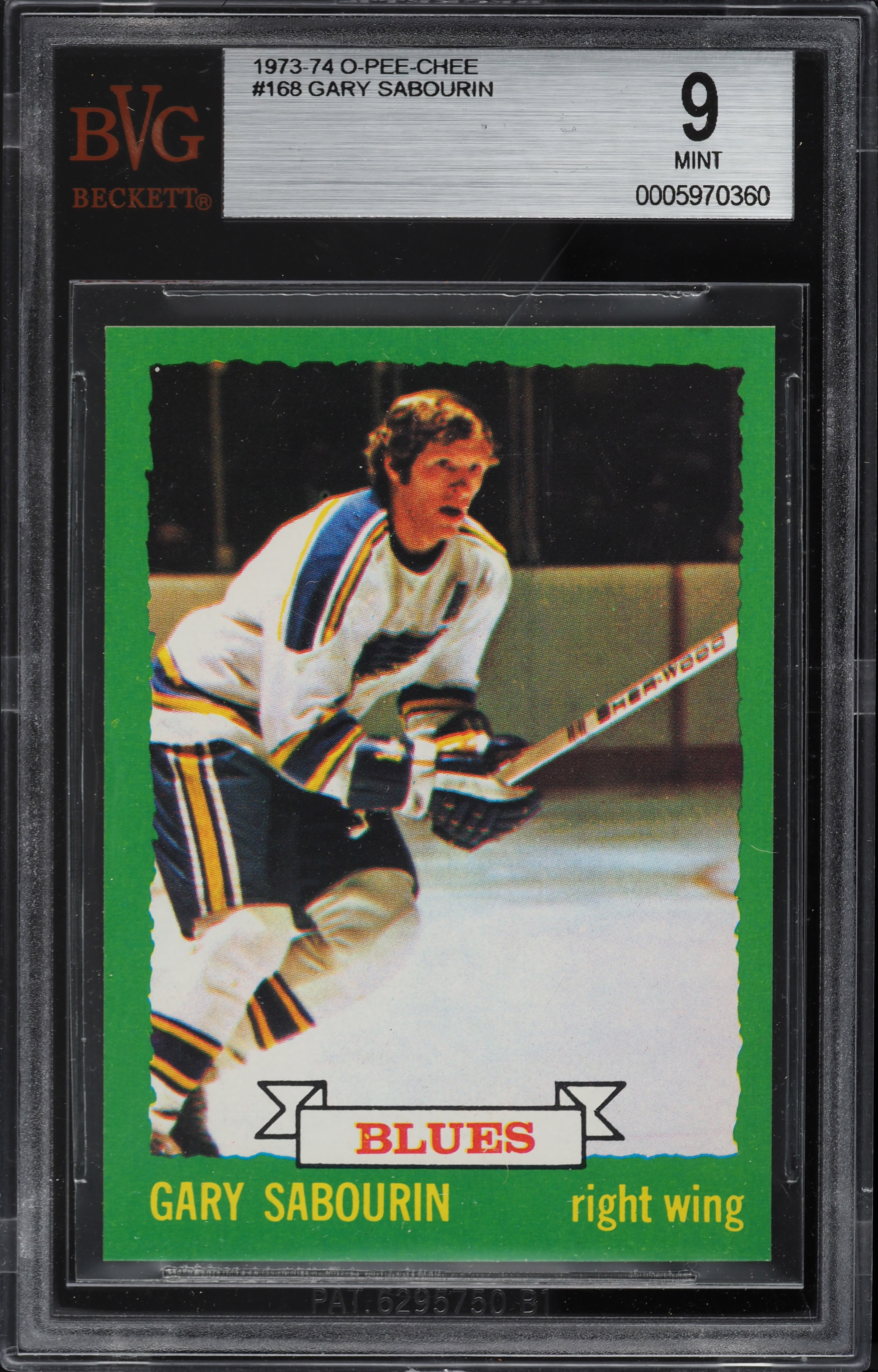 1973 O-Pee-Chee Hockey Gary Sabourin #168 BVG 9 MINT