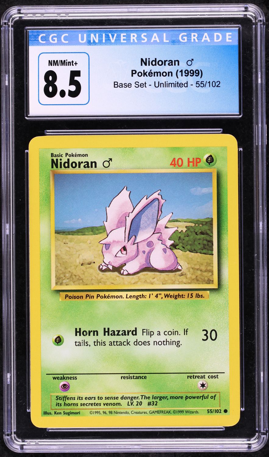 1999 Pokemon Base Set Nidoran #55 CGC 8.5 NM-MT+