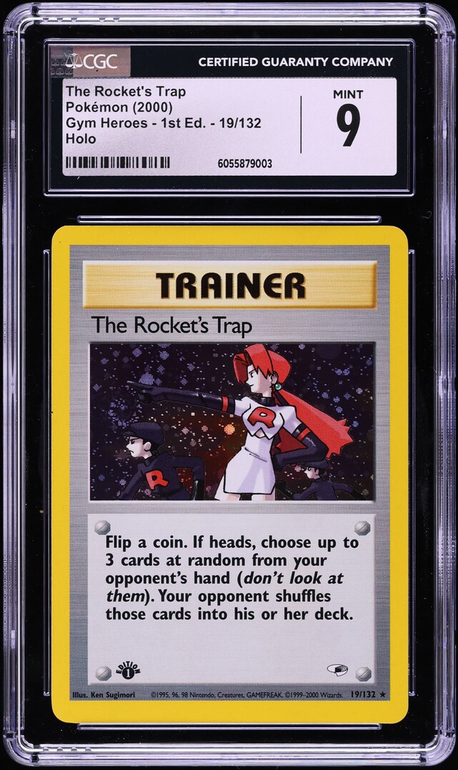 2000 Pokemon Gym Heroes 1st Edition Holo The Rocket's Trap #19 CGC 9 MINT
