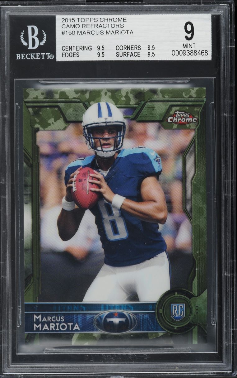 2015 Topps Chrome Camo Refractor Marcus Mariota ROOKIE /499 #150 BGS 9 MINT