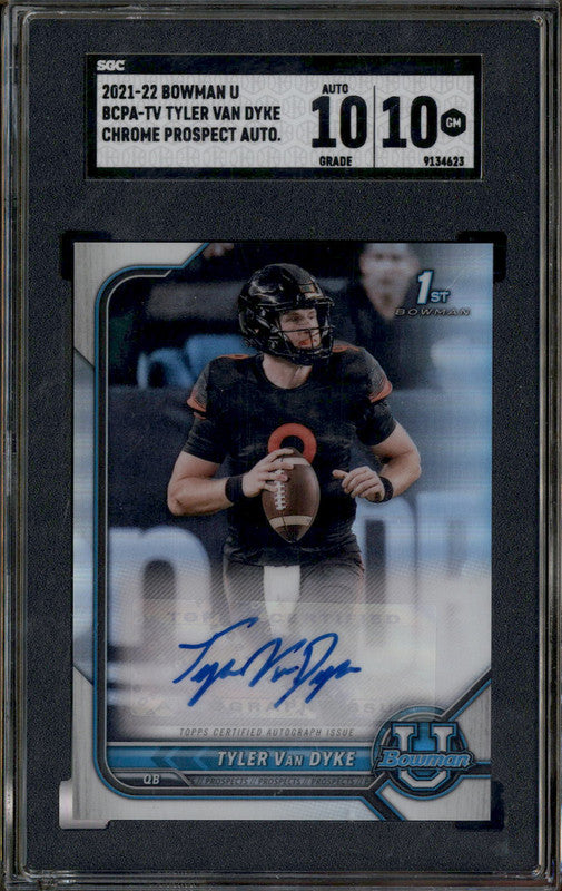 2021 Bowman Chrom University Rookie Autograph Tyler Van Dyke RC Auto SGC 10