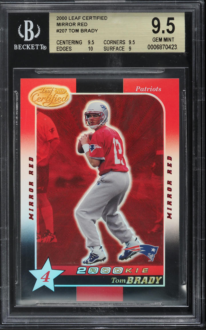 2000 Leaf Certified Mirror Red Tom Brady ROOKIE #207 BGS 9.5 GEM MINT