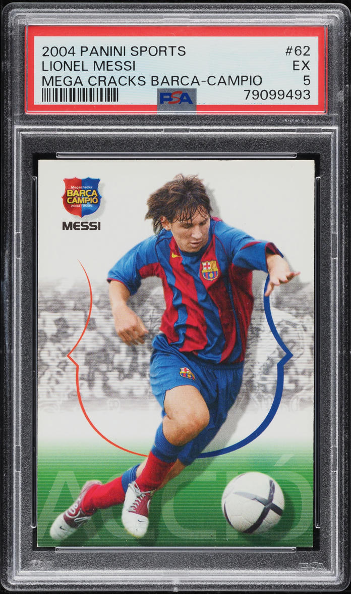 2004 Panini Sports Mega Cracks Barca Campio Lionel Messi ROOKIE #62 PSA 5 EX