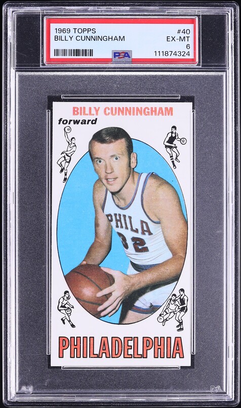 1969 Topps Basketball Billy Cunningham ROOKIE #40 PSA 6 EXMT
