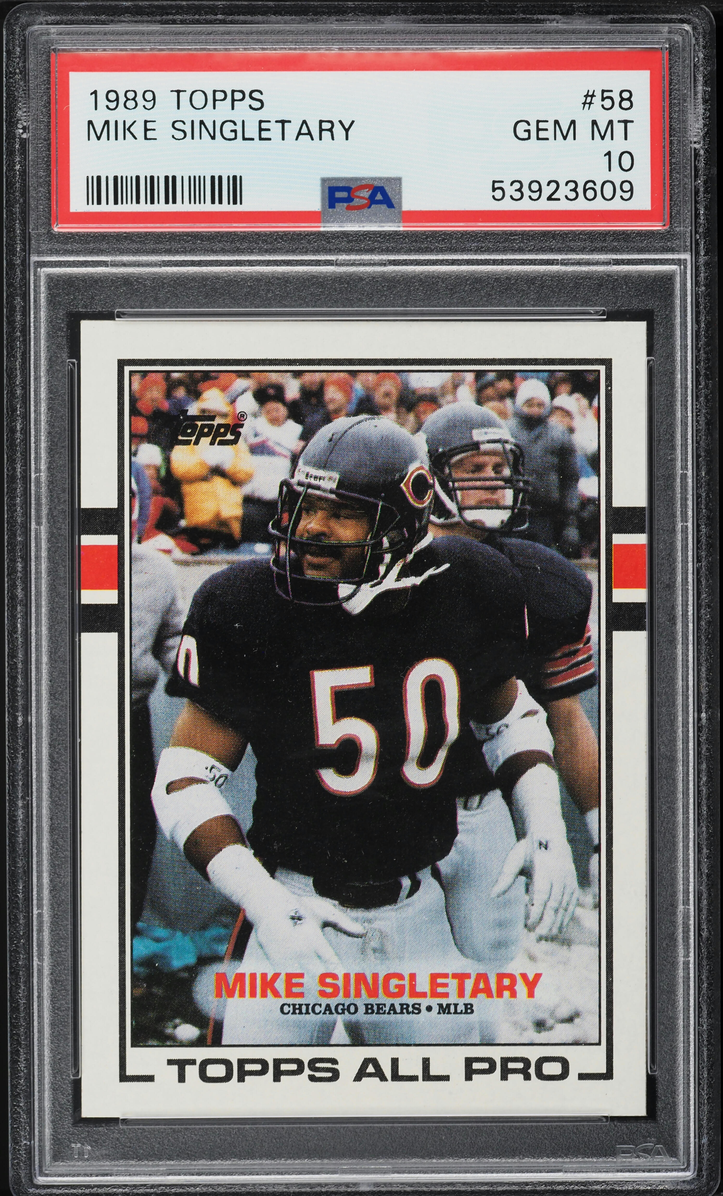 1989 Topps Football Mike Singletary #58 PSA 10 GEM MINT