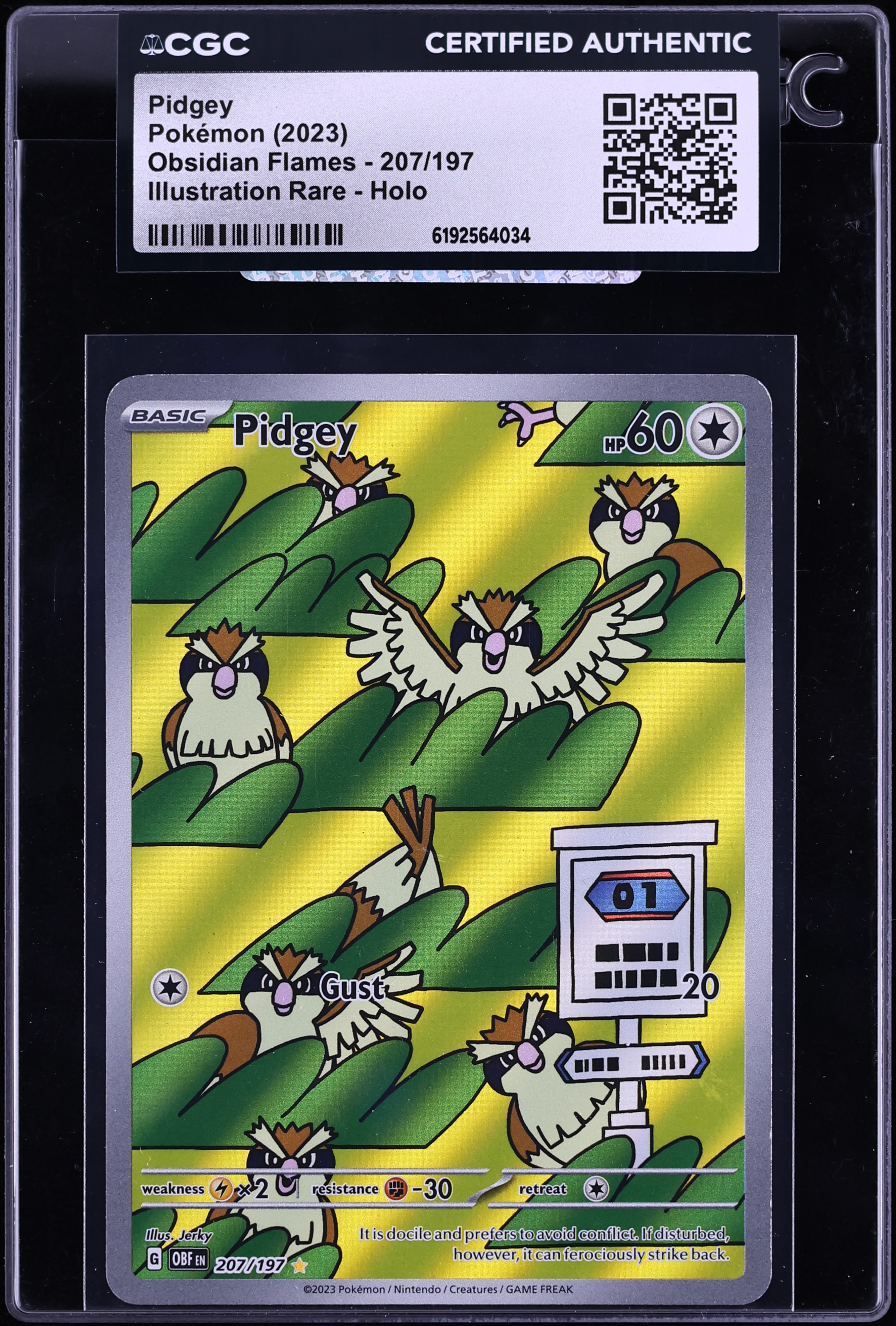 2023 Pokemon Scarlet & Violet Obsidian Flames IR Pidgey #207 CGC AUTH
