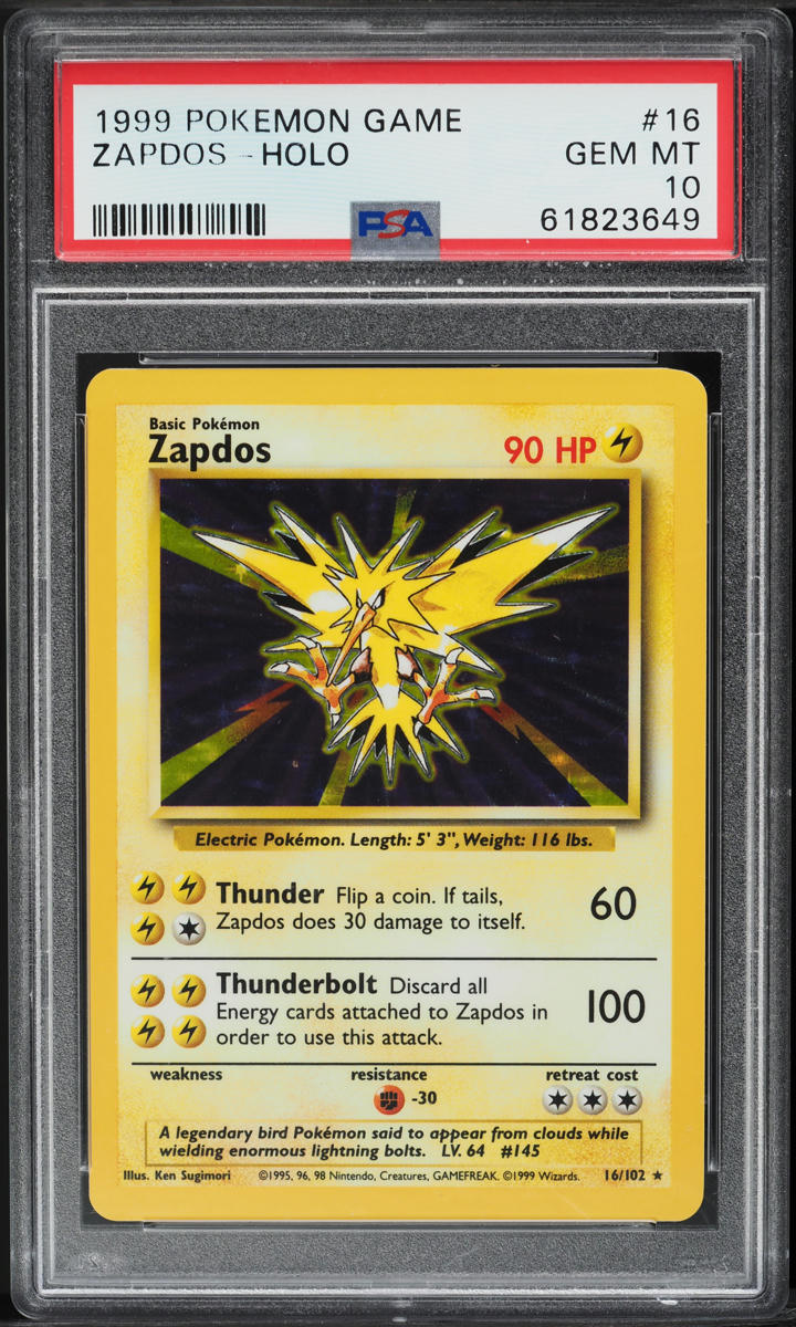 1999 Pokemon Base Set Holo Zapdos #16 PSA 10 GEM MINT