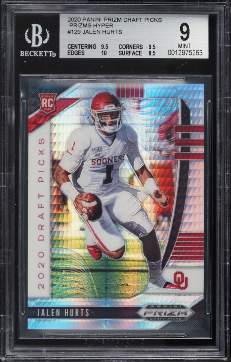 2020 Panini Prizm Draft Hyper Prizms Jalen Hurts ROOKIE /75 #129 BGS 9 MINT