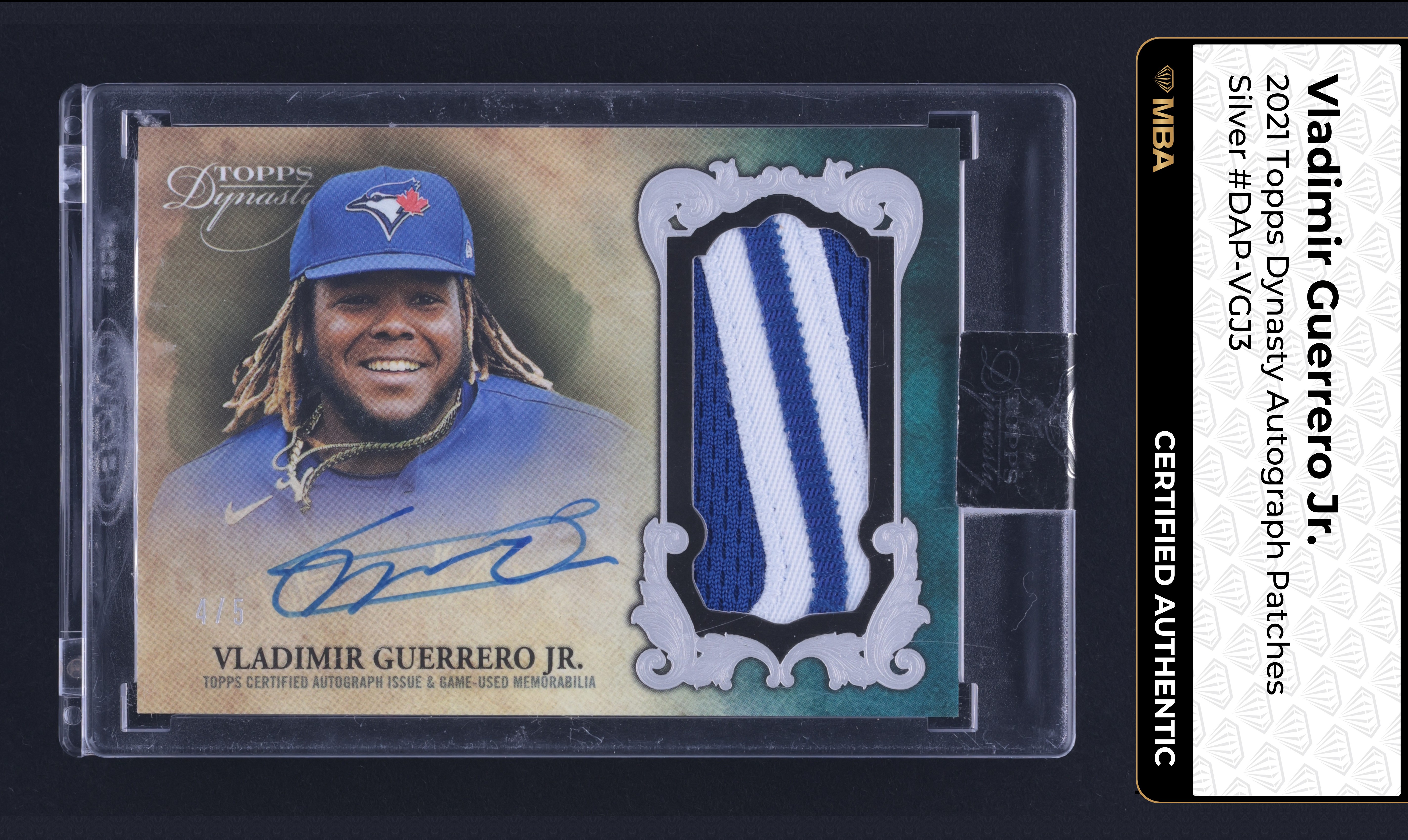 2021 Topps Dynasty Silver Vladimir Guerrero Jr. PATCH AUTO /5 #DAP-VGJ3 MBA AUTH