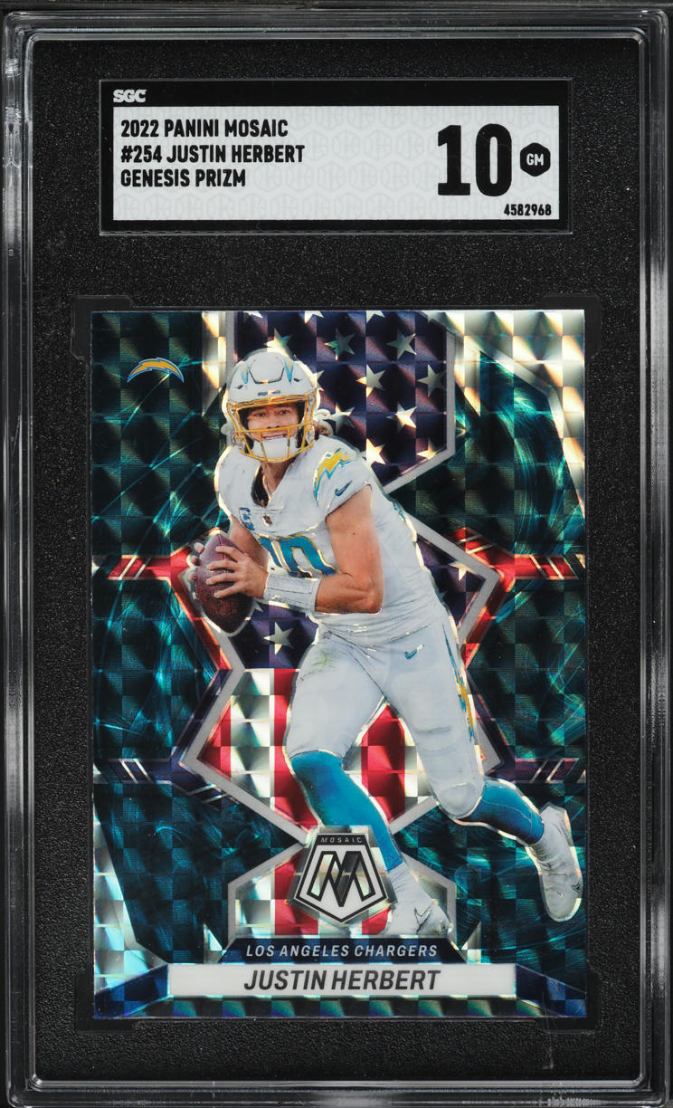 2022 Panini Mosaic Genesis Prizm Justin Herbert #254 SGC 10 GEM MINT