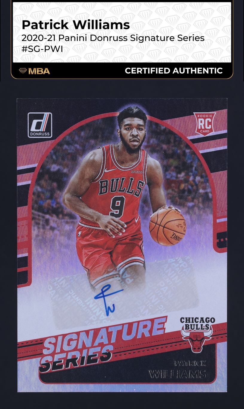 2020 Donruss Signature Series Patrick Williams ROOKIE AUTO #SG-PWI MBA AUTH