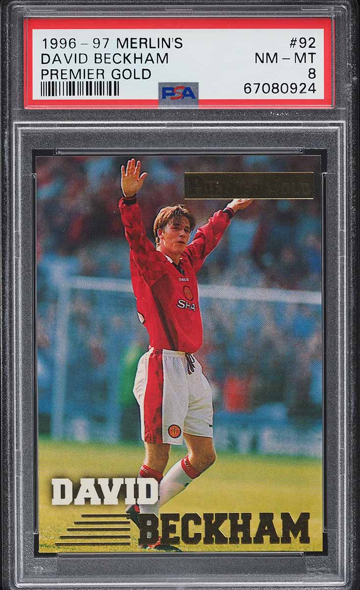 1996 Merlin's Premier Gold David Beckham ROOKIE #92 PSA 8 NM-MT