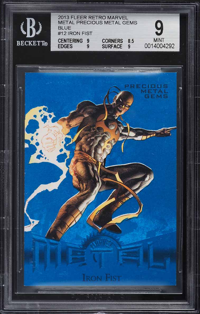 2013 Fleer Retro Marvel Precious Metal Gems PMG Blue Iron Fist /50 #12 BGS 9