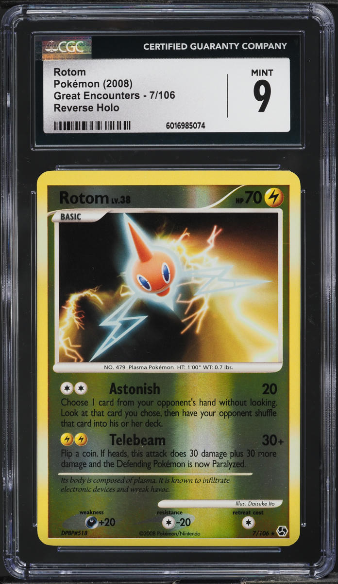 2008 Pokemon Diamond & Pearl Great Encounters Reverse Holo Rotom #7 CGC 9 MINT