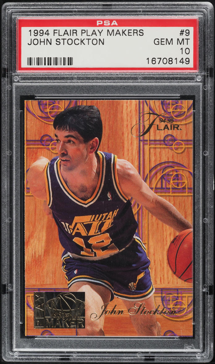 1994 Flair Play Makers John Stockton #9 PSA 10 GEM MINT