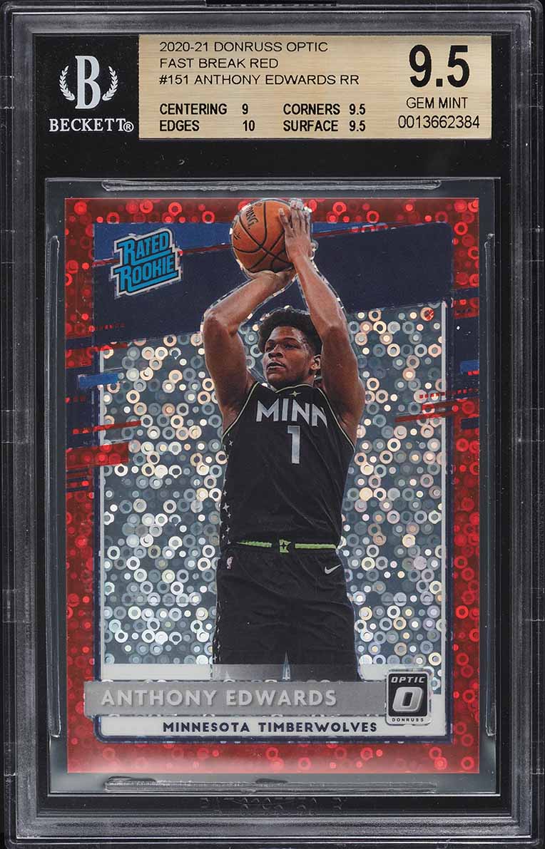2020 Donruss Optic Fast Break Red Anthony Edwards ROOKIE /85 #151 BGS 9.5 GEM