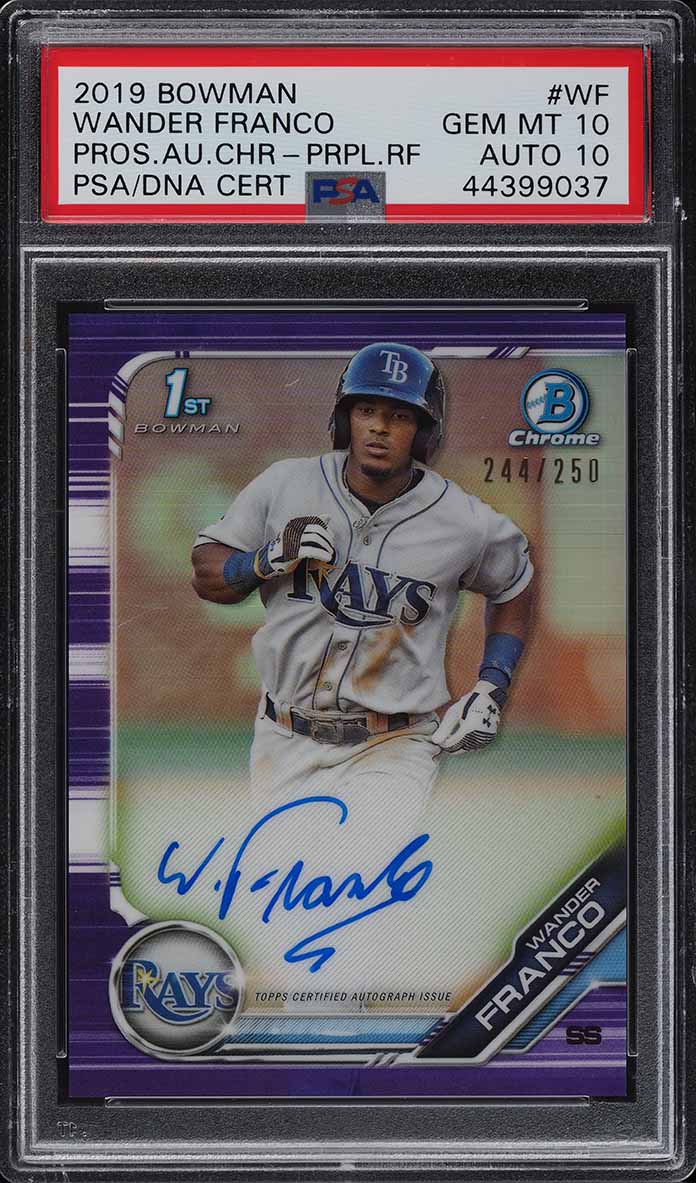 2019 Bowman Chrome Purple Refractor Wander Franco ROOKIE AUTO DNA 10 /250 PSA 10