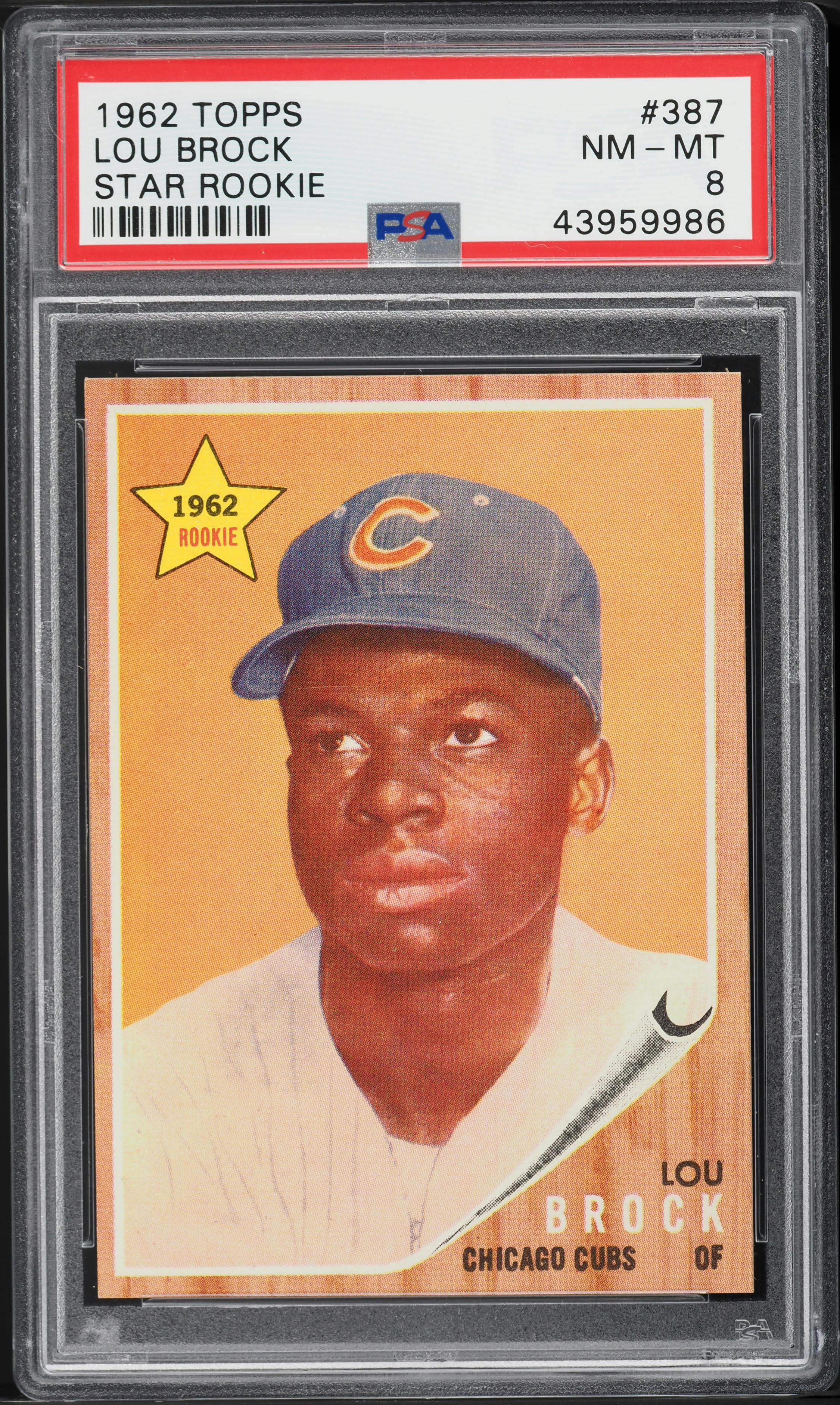 1962 Topps Lou Brock ROOKIE #387 PSA 8 NM-MT