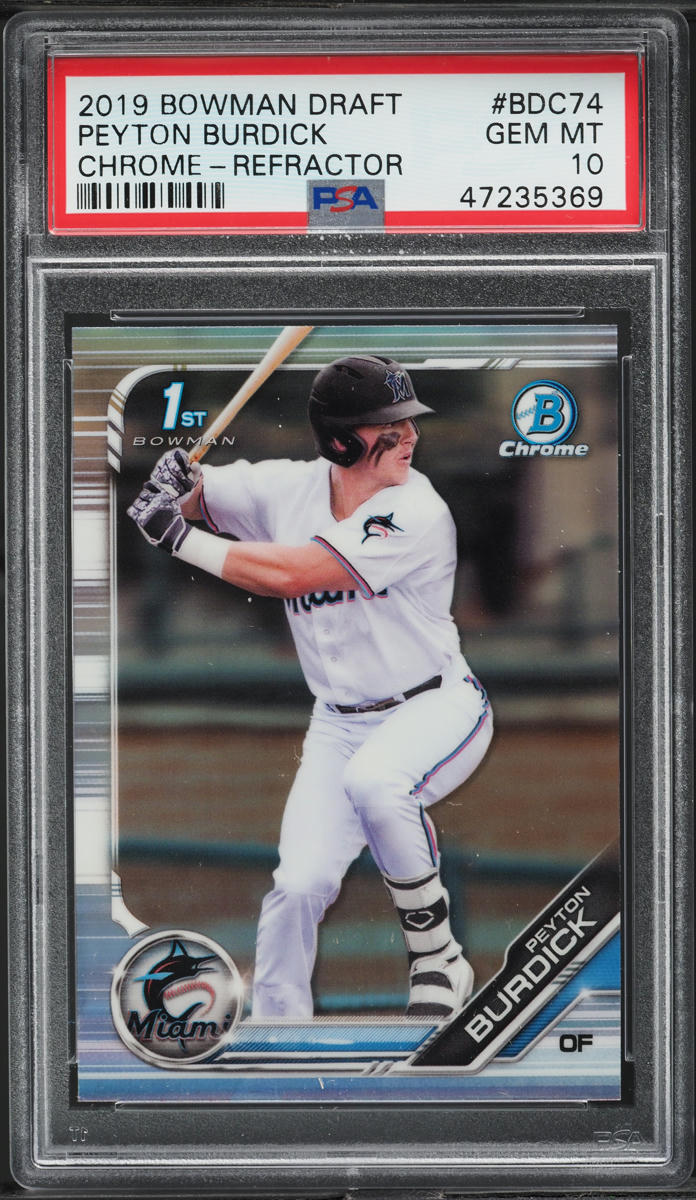 2019 Bowman Chrome Draft Refractor Peyton Burdick PROSPECT #BDC-74 PSA 10 GEM