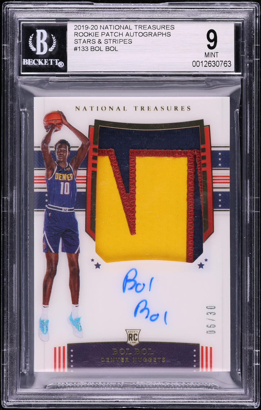2019 National Treasures Stars & Stripes Bol Bol ROOKIE PATCH AUTO /30 #133 BGS 9