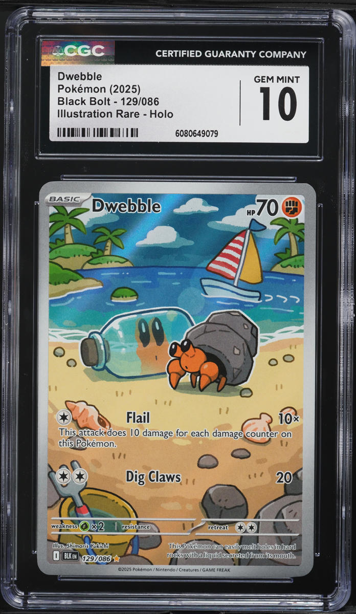 2025 Pokemon Scarlet & Violet Black Bolt IR Holo Dwebble #129 CGC 10 GEM MINT