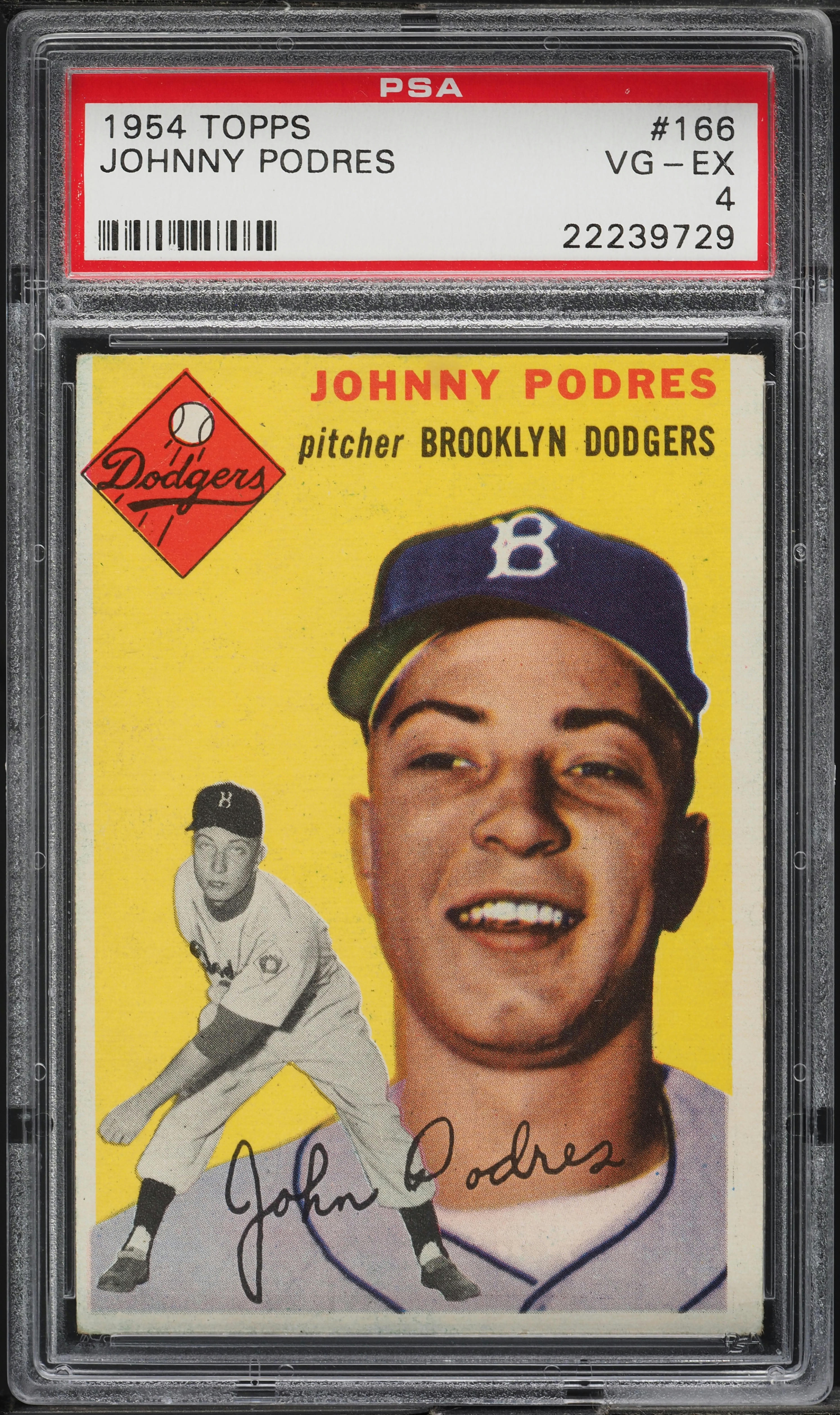 1954 Topps Johnny Podres #166 PSA 4 VGEX