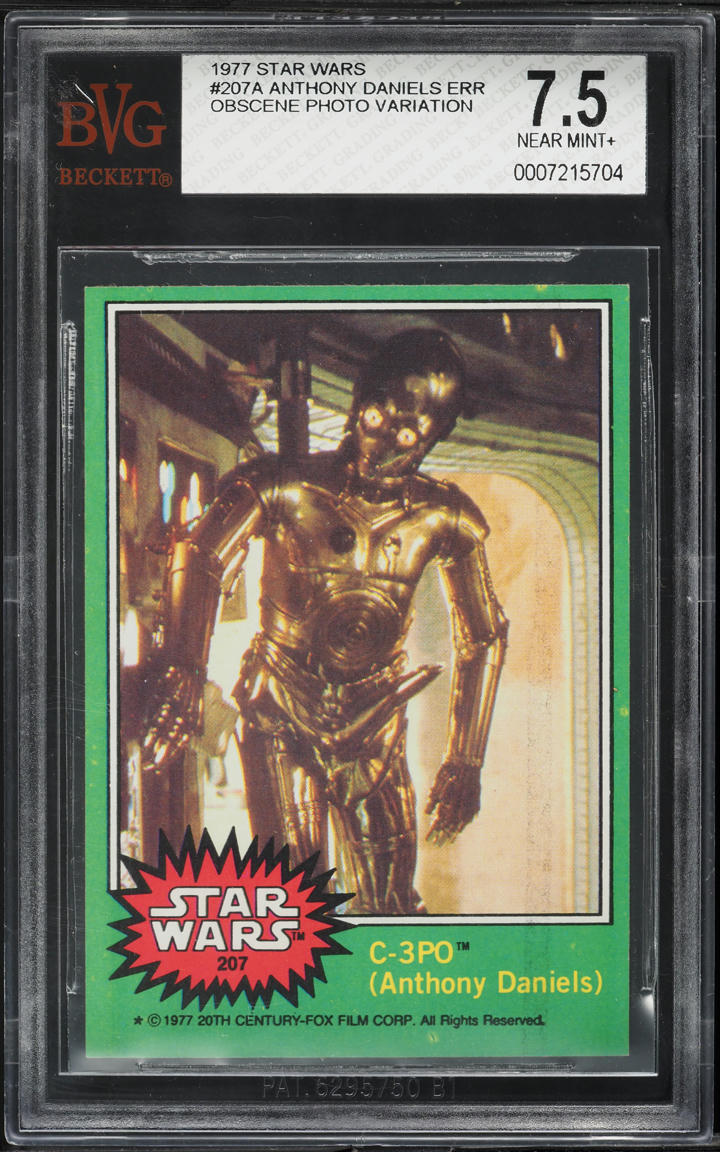 1977 Topps Star Wars C-3PO ANTHONY DANIELS ERROR #207 BVG 7.5 NRMT+