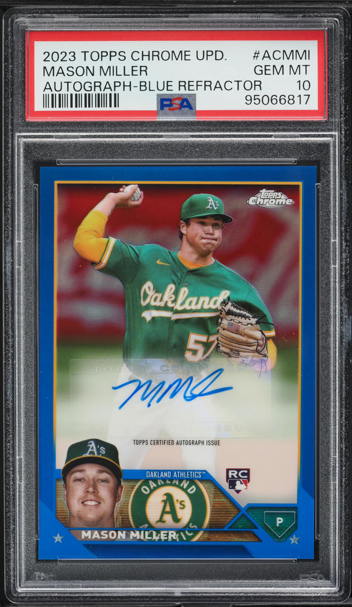 2023 Topps Chrome Update Blue Refractor Mason Miller RC AUTO /150 #AC-MMI PSA 10
