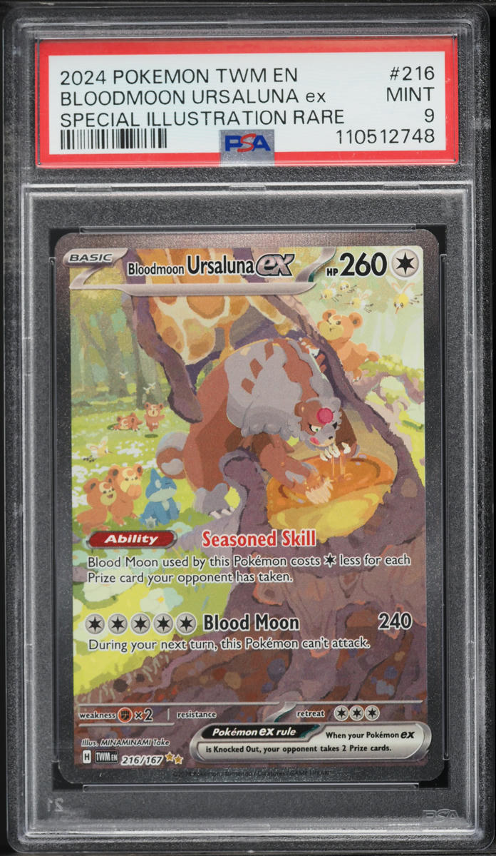 2024 Pokemon Scarlet & Violet Twilight Masquerade SIR Bloodmoon Ursaluna ex #216 PSA 9 MINT