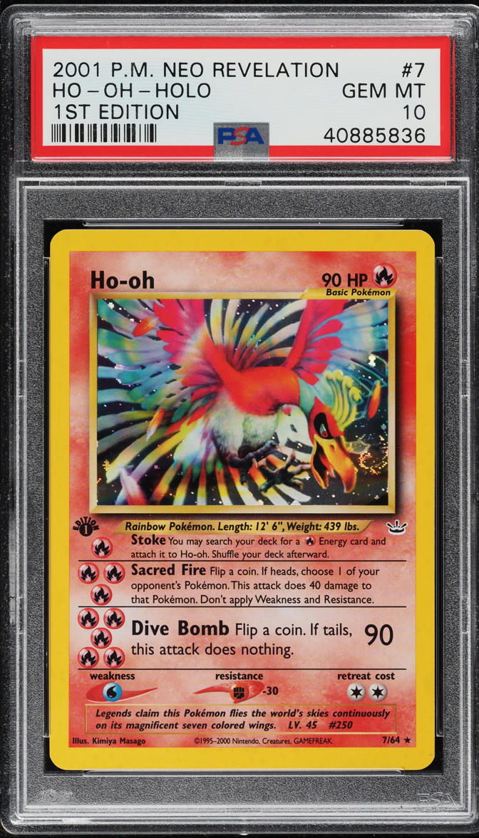 2001 Pokemon Neo Revelation 1st Edition Holo Ho-Oh #7 PSA 10 GEM MINT