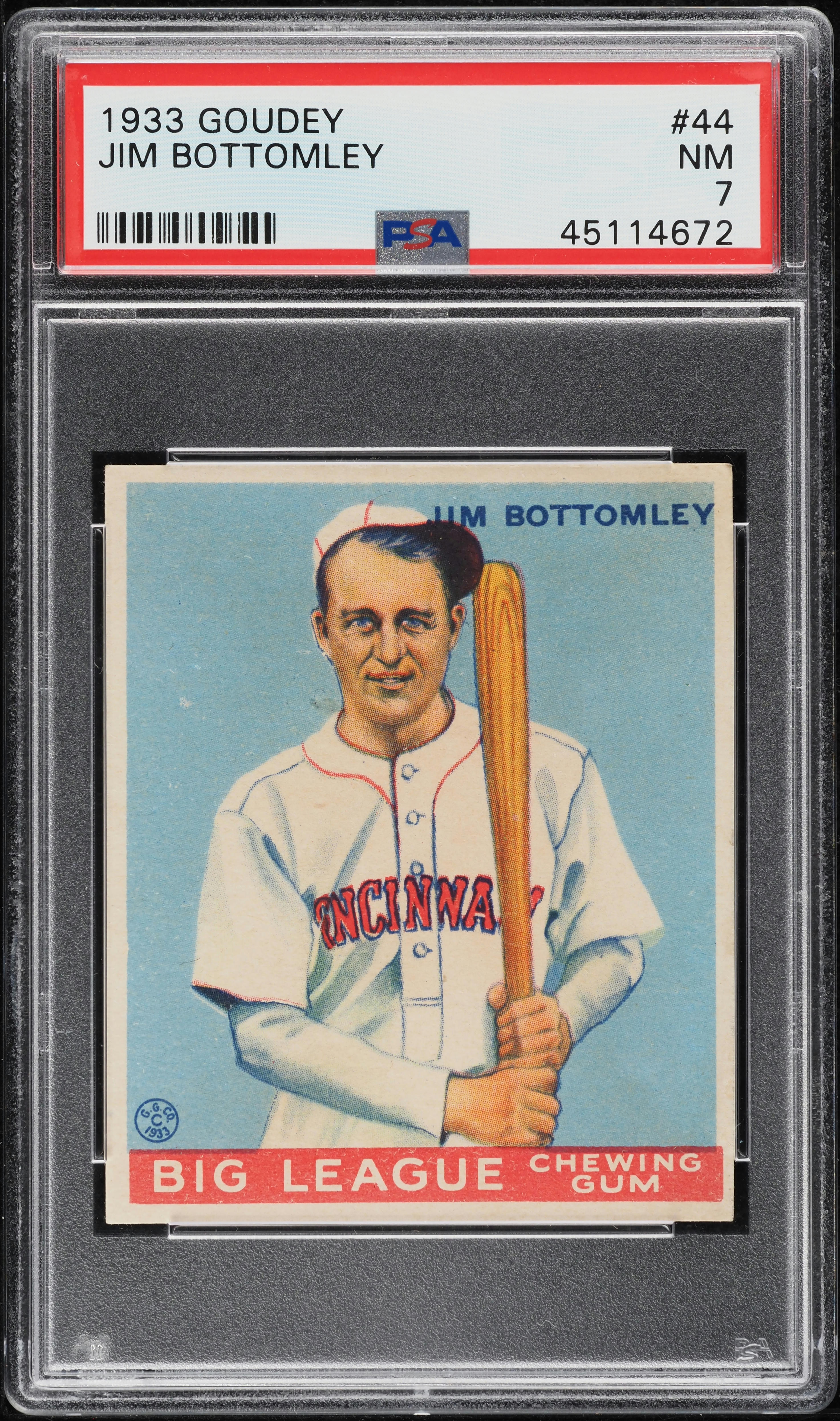 1933 Goudey Jim Bottomley #44 PSA 7 NRMT (PWCC-A)