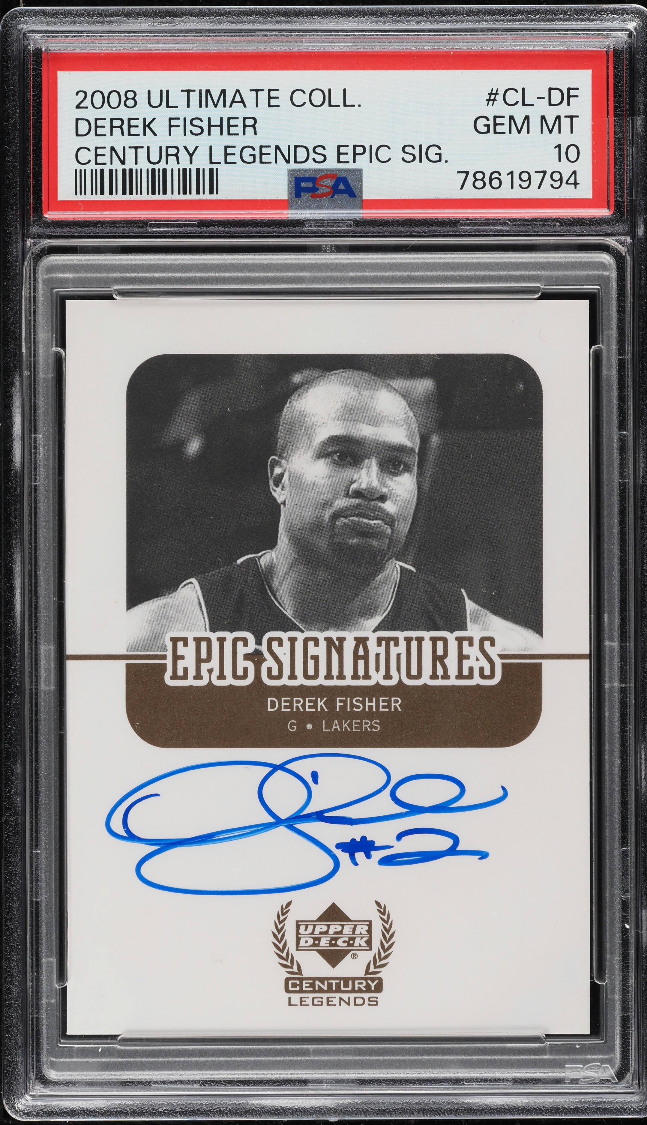 Derek Fisher #CL-DF 2008-09 Upper Deck Ultimate Collection Basketball Century Legends Epic Signature Update