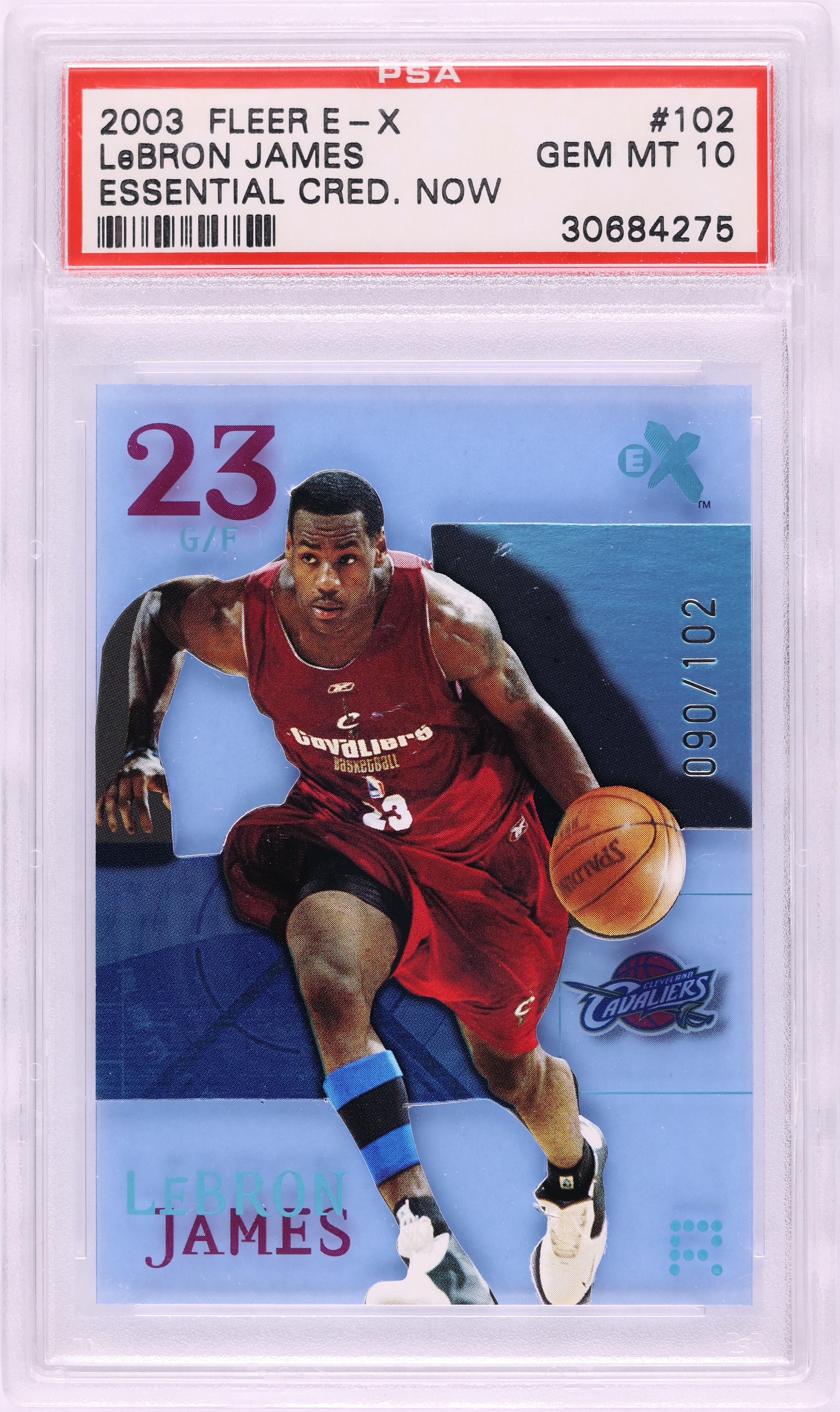 2003 Fleer E-X Essential Credentials Now LeBron James ROOKIE /102 #102 PSA 10