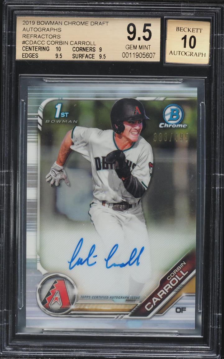 2019 Bowman Chrome Draft Refractor Corbin Carroll PROSPECT AUTO /499 #CDACC BGS 9.5 GEM MINT