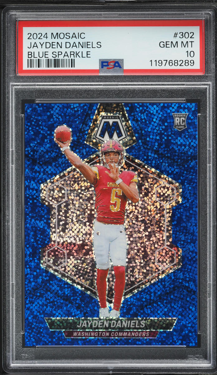 2024 Panini Mosaic Blue Sparkle Jayden Daniels ROOKIE /96 #302 PSA 10 GEM MINT