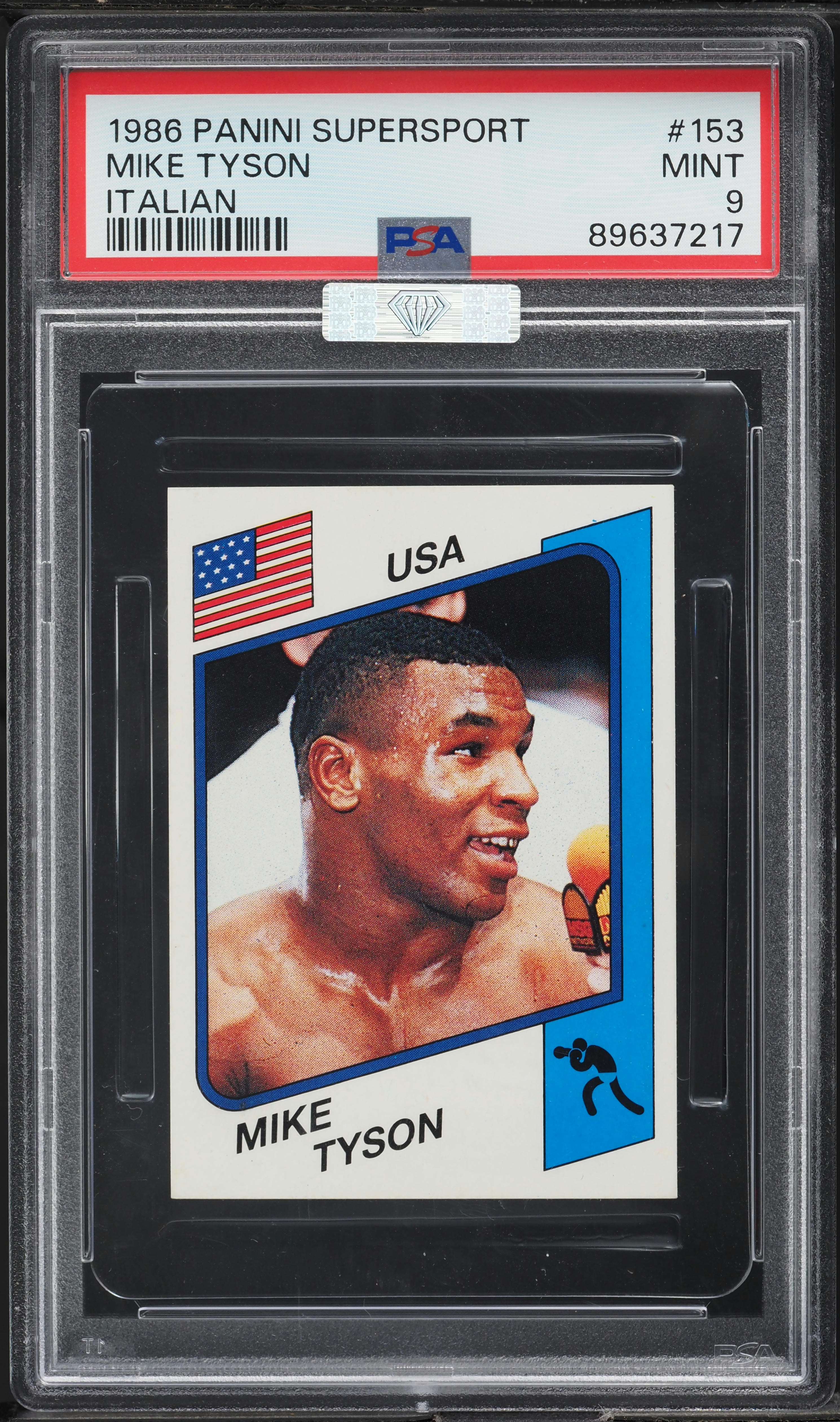 1986 Panini Supersport Italian Boxing Mike Tyson ROOKIE #153 MBA PSA 9 MINT