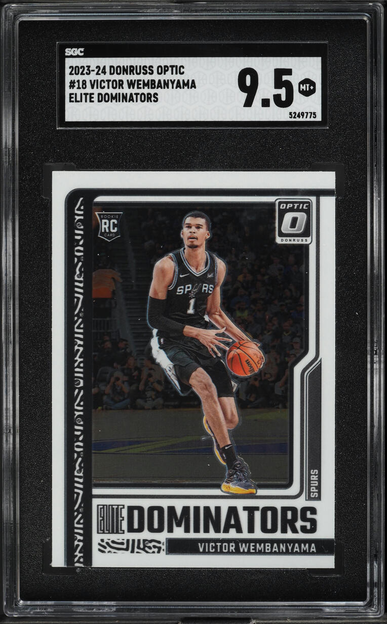 2023 Donruss Optic Elite Dominators Victor Wembanyama ROOKIE #18 SGC 9.5 MINT+
