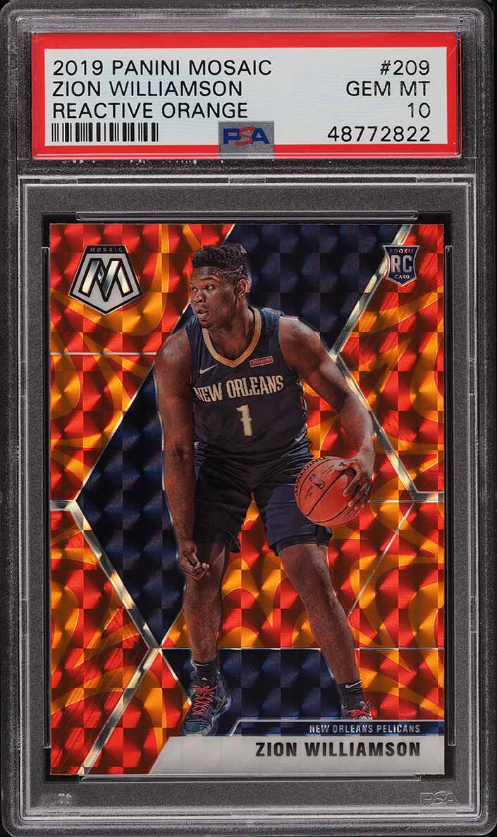 2019 Panini Mosaic Reactive Orange Zion Williamson ROOKIE #209 PSA 10 GEM MINT