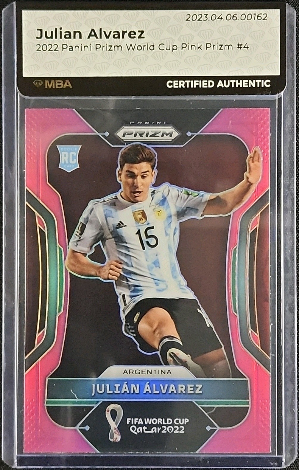 2022 Panini Prizm World Cup Pink Julian Alvarez ROOKIE #4 MBA AUTH