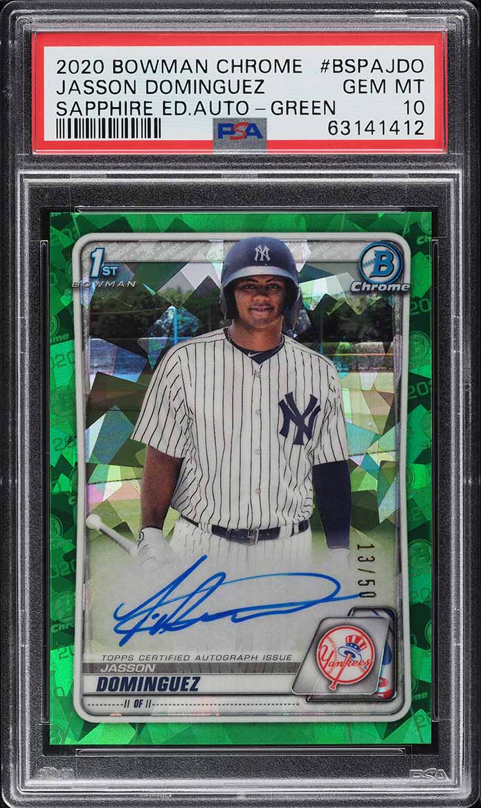 2020 Bowman Chrome Sapphire Green Jasson Dominguez ROOKIE AUTO /50 PSA 10 GEM