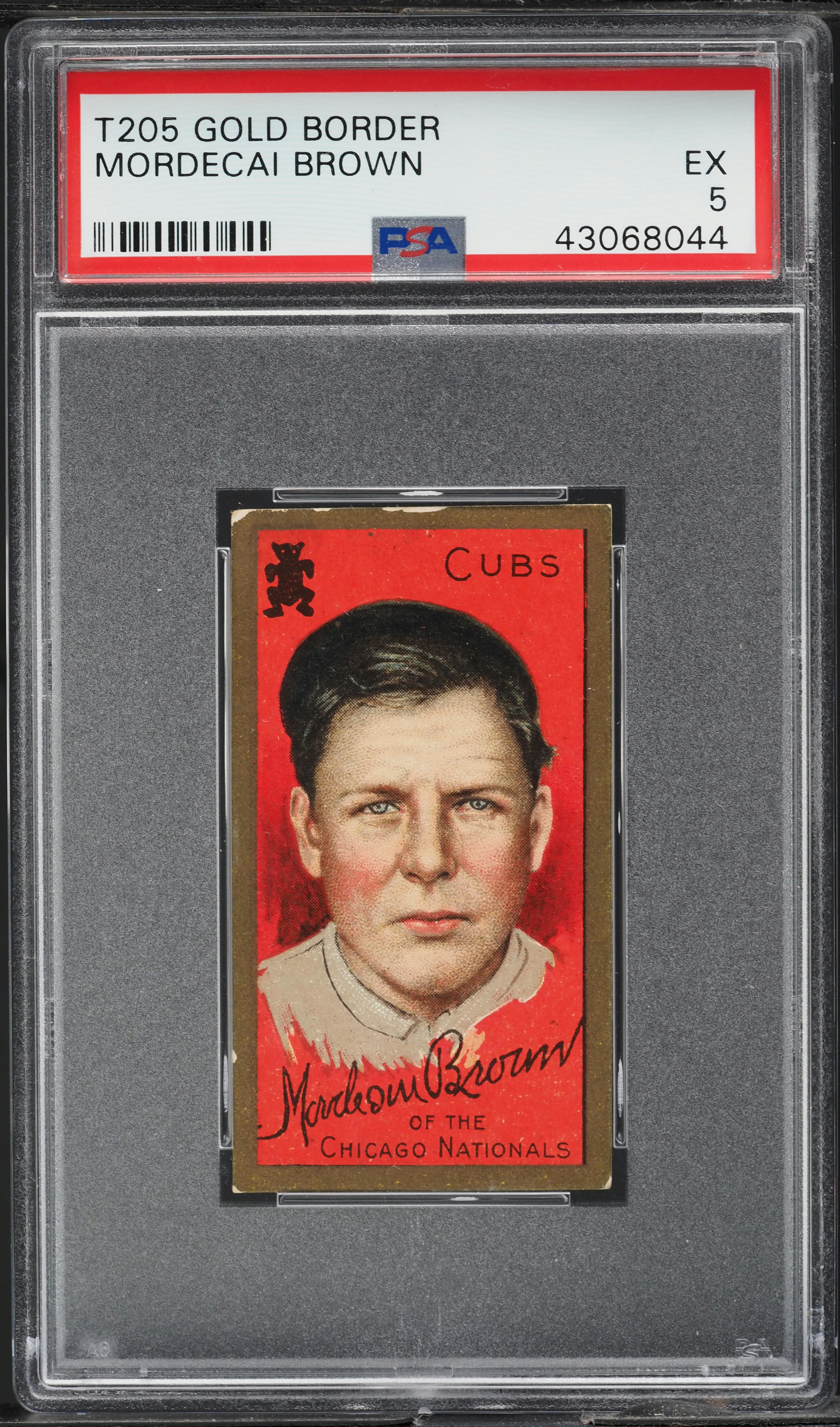 1911 T205 Gold Border Mordecai Brown PSA 5 EX