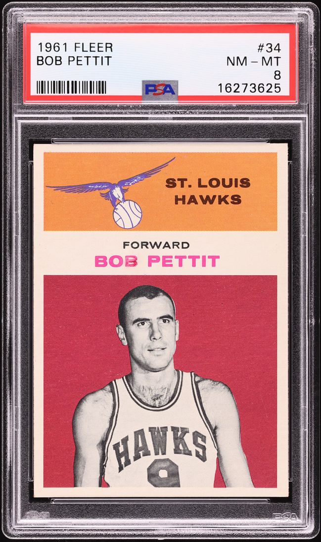 1961 Fleer Basketball Bob Pettit #34 PSA 8 NM-MT