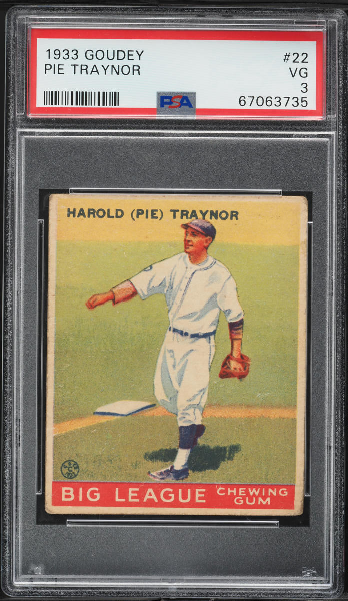 1933 Goudey Pie Traynor #22 PSA 3 VG