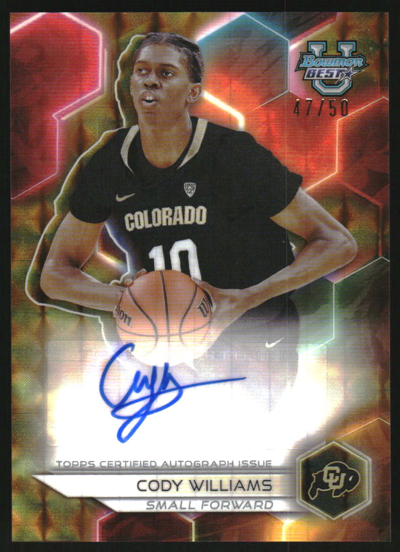 2023 Bowman's Best University Best of '23 Auto Gold Geometric Cody Williams /50