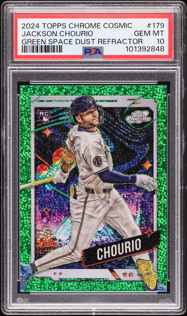 2024 Topps Chrome Cosmic Green Space Dust Jackson Chourio ROOKIE /75 #179 PSA 10